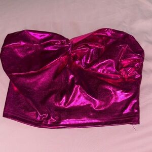 Shiny Pink Strapless Top
